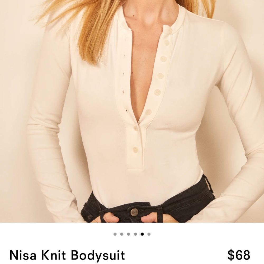 Reformation- NWT Nisa Knit Bodysuit in Ivory. Size Small.